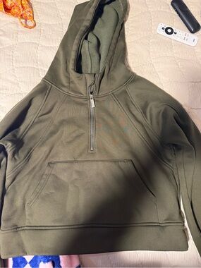 Women’s Olive Half-Zip Hoodie Sweater